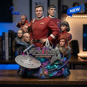 Star Trek VI The Undiscovered Country 35th Anniversary Acrylic Plaque featuring Kirk, Spock, and the NCC-1701-A starship.