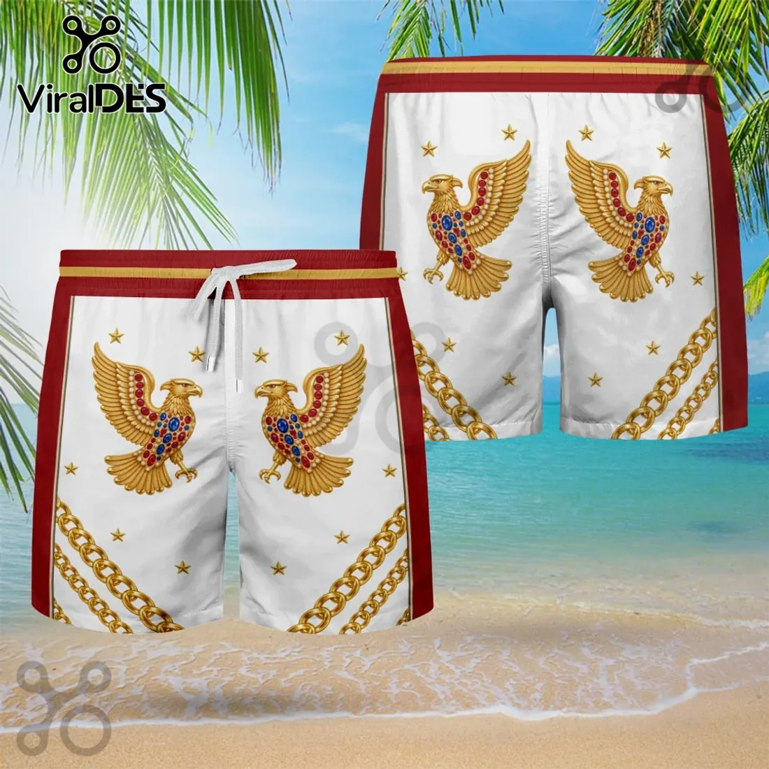 Elvis Presley Gold Eagle Hawaiian Shirt and Shorts Elvis Presley Gold Eagle Hawaiian Shirt and Shorts