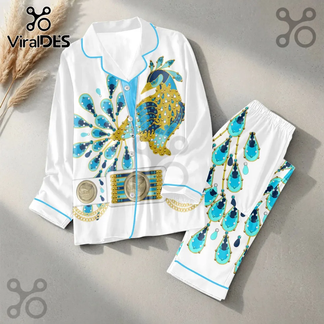 Elvis Presley Peacock Satin Pajama Set Elvis Presley Peacock Satin Pajama Set