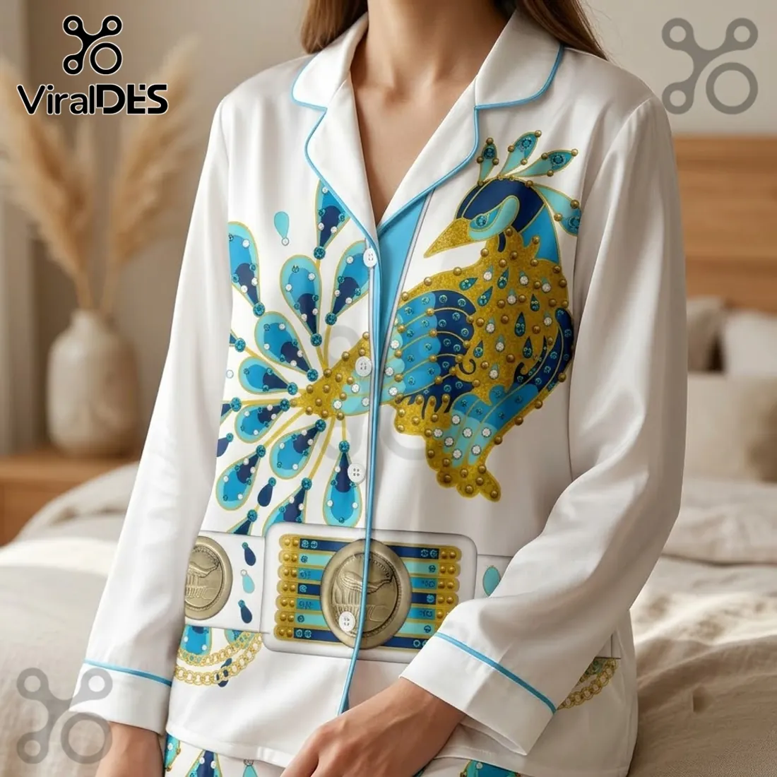 Elvis Presley Peacock Satin Pajama Set Elvis Presley Peacock Satin Pajama Set