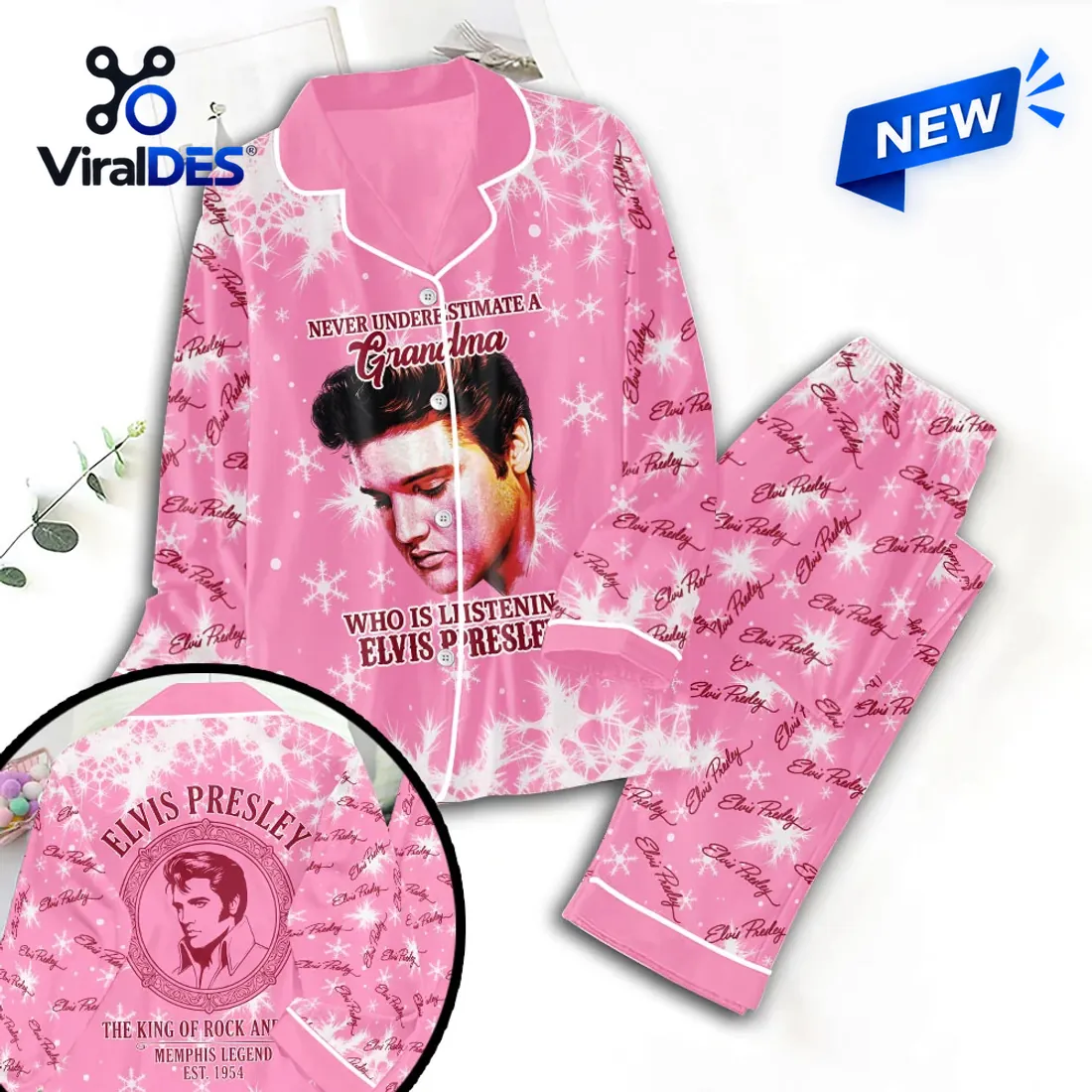 Elvis Presley Pink Satin Pajama Set Elvis Presley Pink Satin Pajama Set