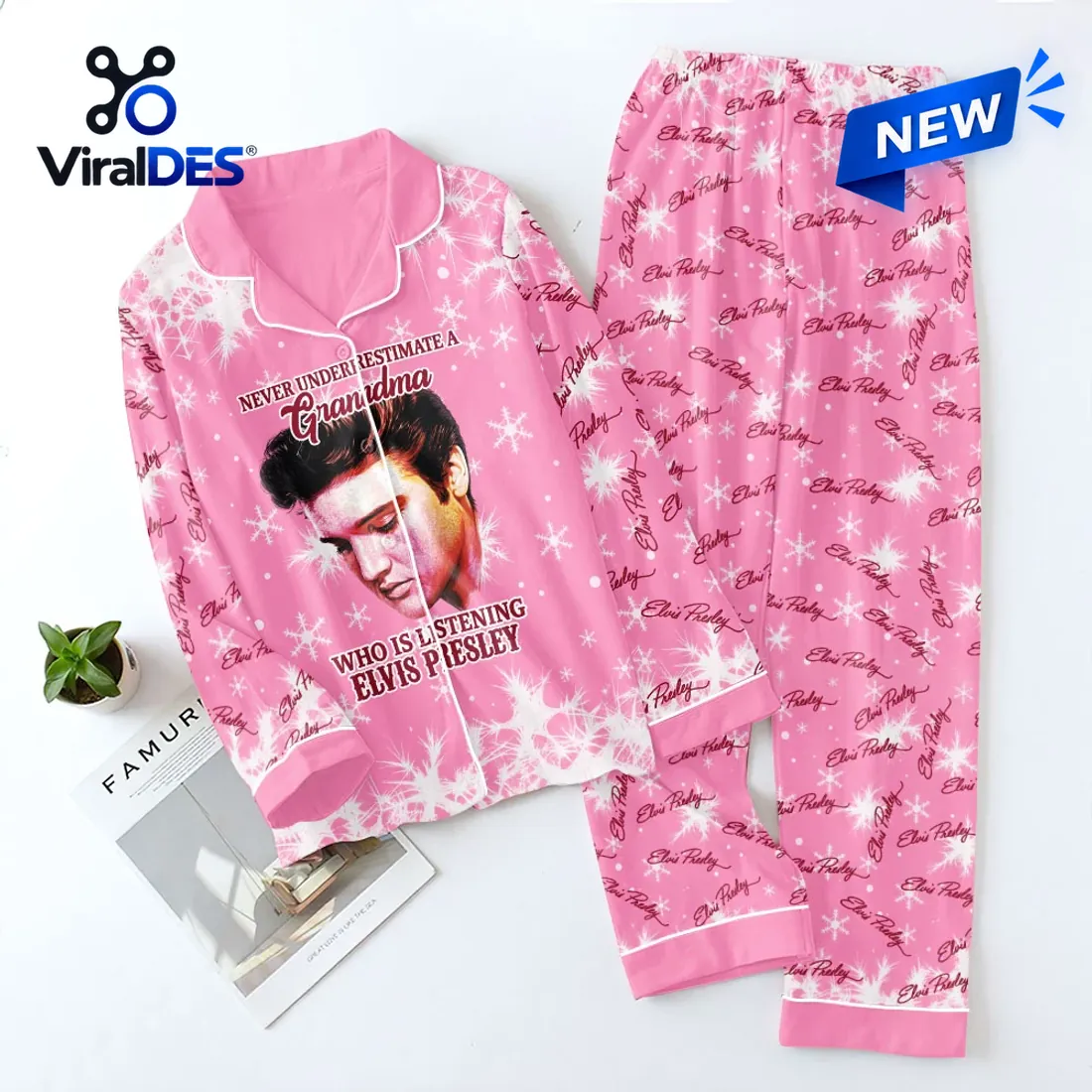 Elvis Presley Pink Satin Pajama Set Elvis Presley Pink Satin Pajama Set