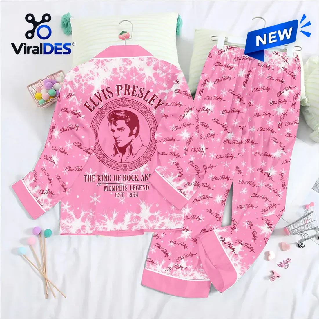 Elvis Presley Pink Satin Pajama Set Elvis Presley Pink Satin Pajama Set