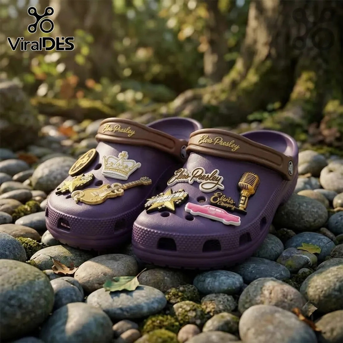 Elvis Presley Purple Crocband Clog With Charms Elvis Presley Purple Crocband Clog With Charms