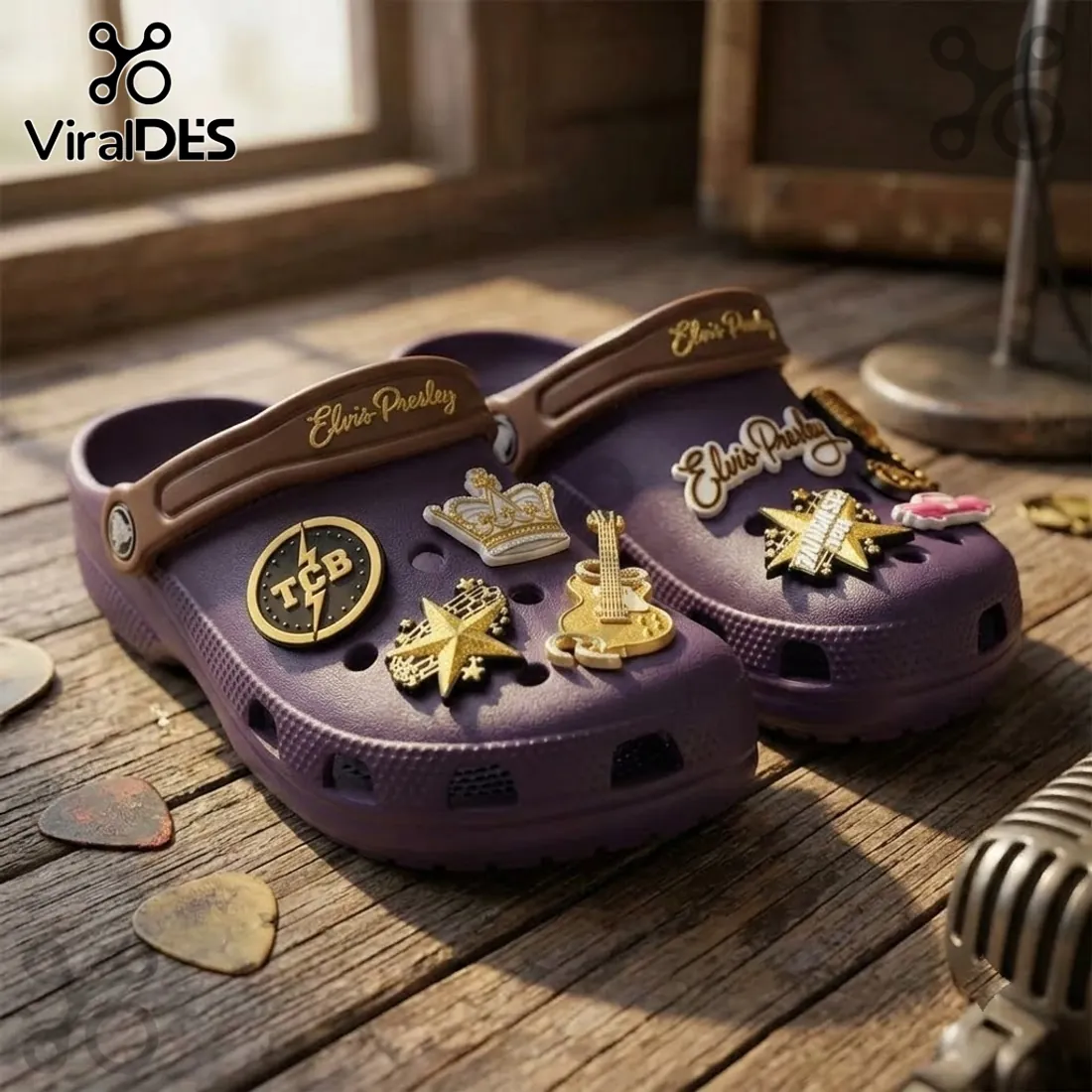 Elvis Presley Purple Crocband Clog With Charms Elvis Presley Purple Crocband Clog With Charms