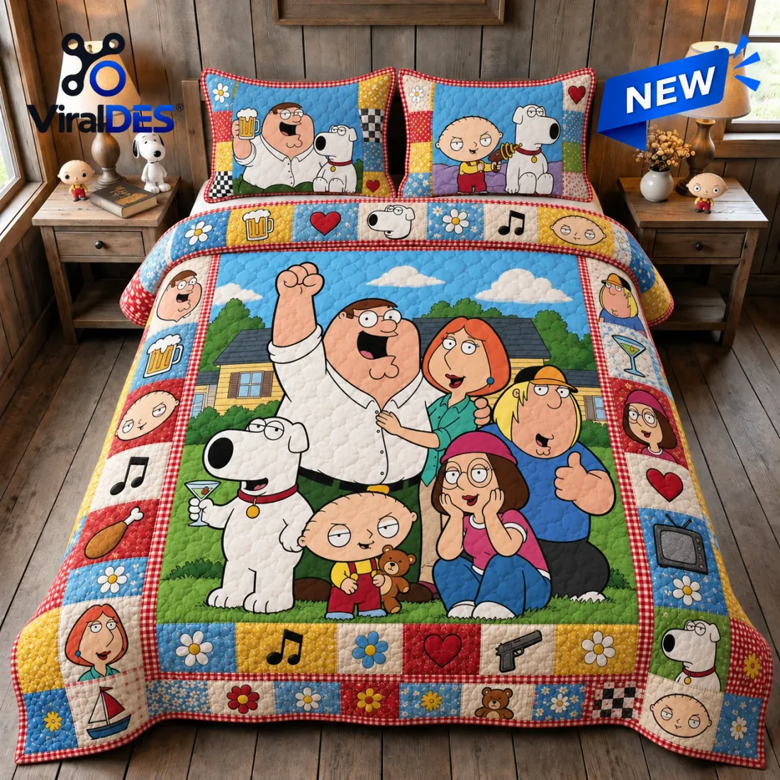 Family Guy Characters Quilted Bedding Set Family Guy Characters Quilted Bedding Set