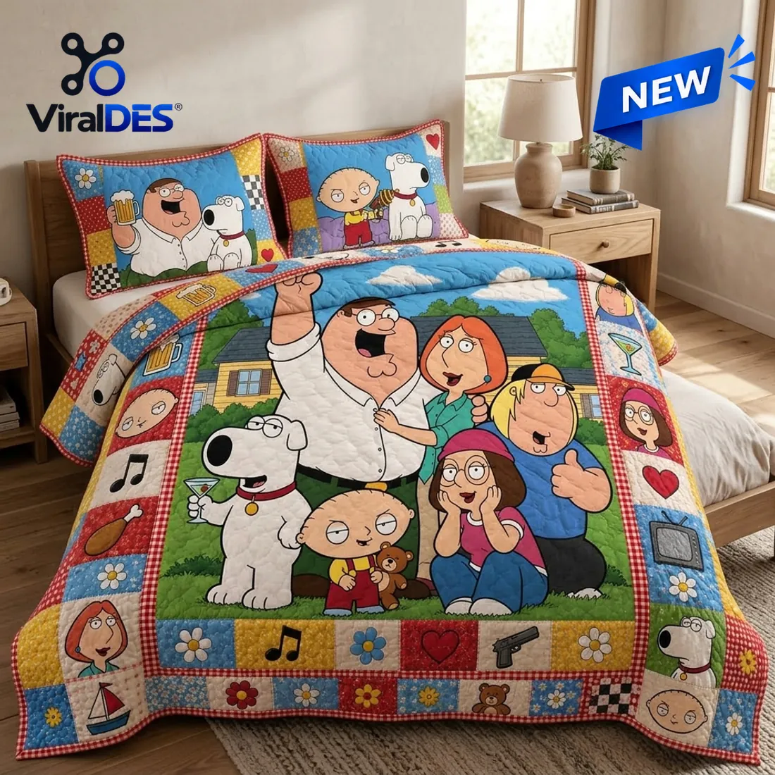 Family Guy Characters Quilted Bedding Set Family Guy Characters Quilted Bedding Set