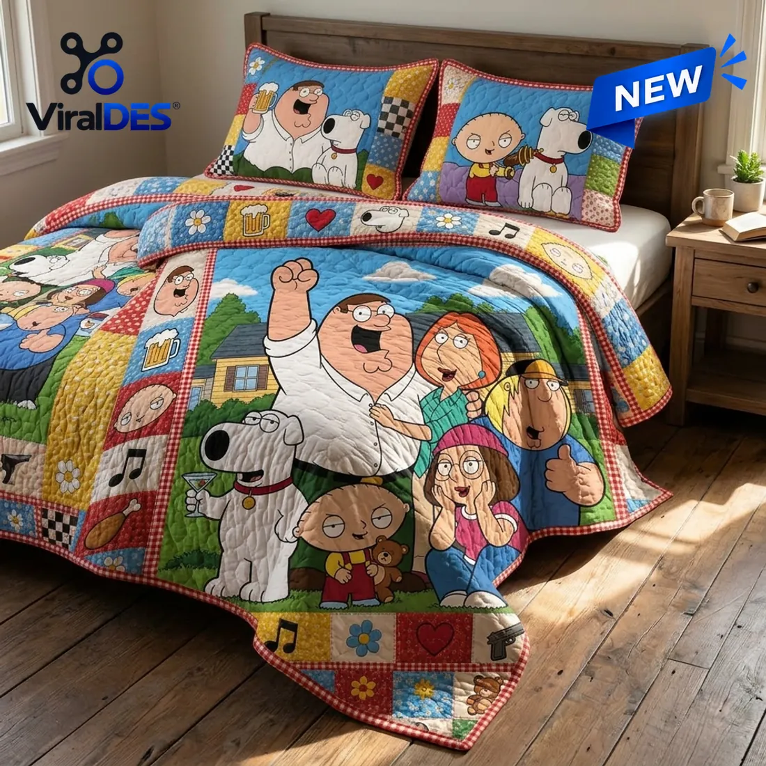 Family Guy Characters Quilted Bedding Set Family Guy Characters Quilted Bedding Set