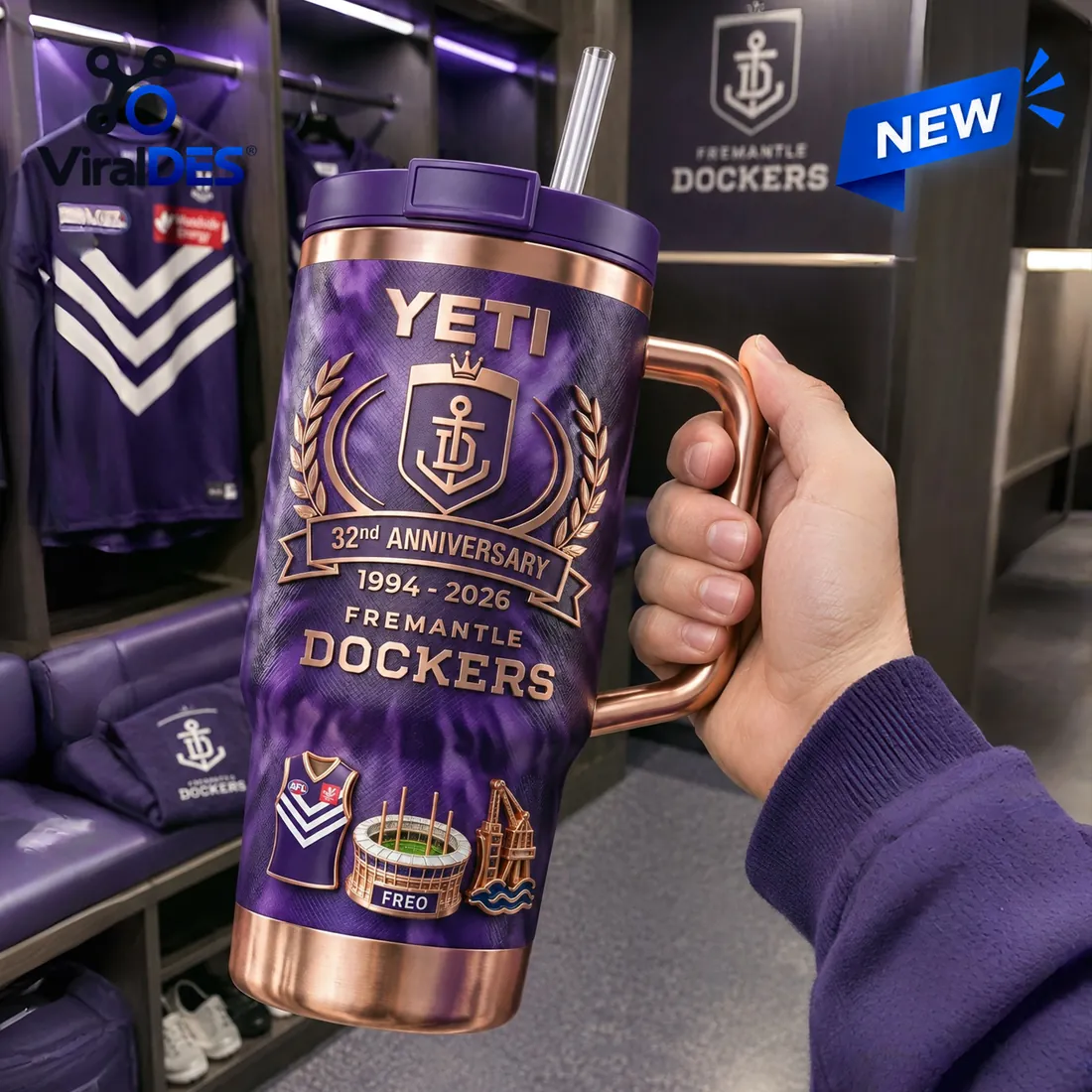 Fremantle Dockers 32nd Anniversary Stanley Tumbler Fremantle Dockers 32nd Anniversary Stanley Tumbler
