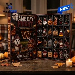 Open Washington Commanders Halloween 2026 Advent Calendar displaying twenty-four individual themed ornament compartments.