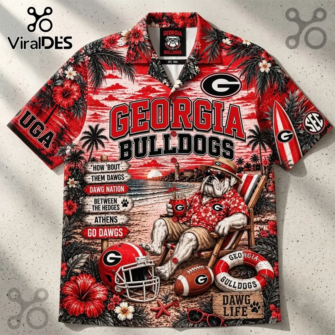 Georgia Bulldogs NFL Floral Hawaiian Shirt Georgia Bulldogs NFL Floral Hawaiian Shirt