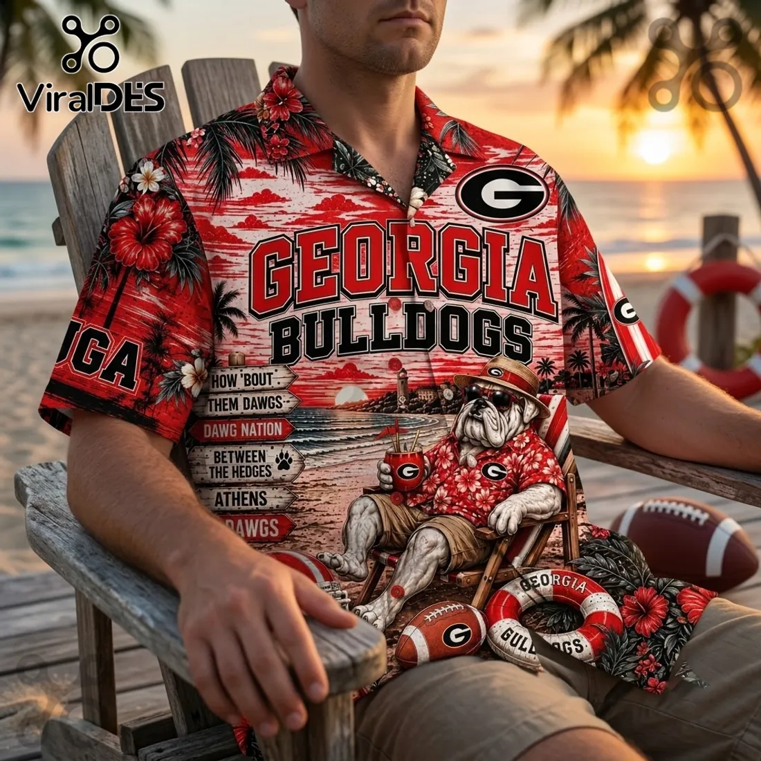 Georgia Bulldogs NFL Floral Hawaiian Shirt Georgia Bulldogs NFL Floral Hawaiian Shirt