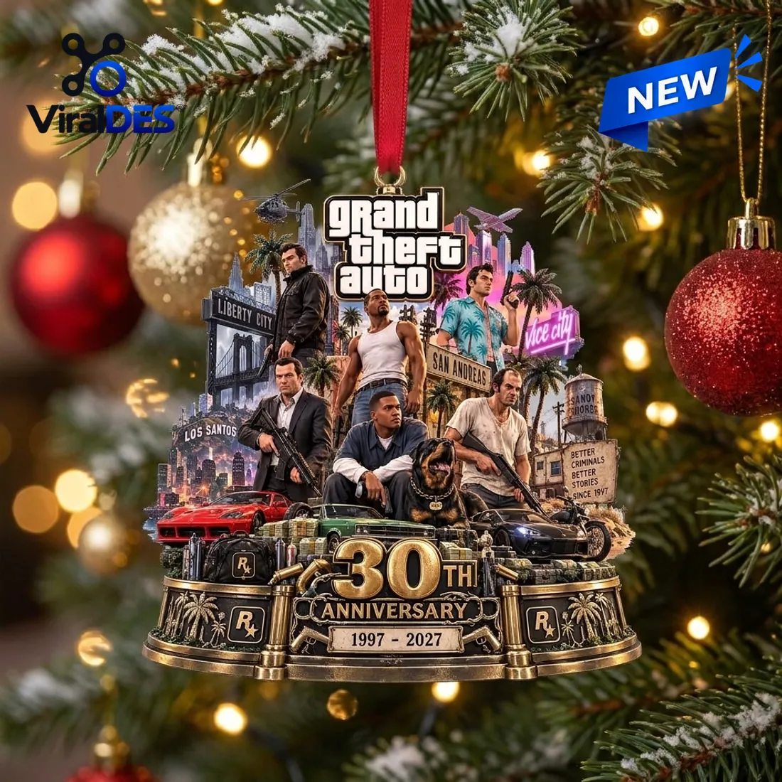 Grand Theft Auto 30th Anniversary Christmas Ornament Grand Theft Auto 30th Anniversary Christmas Ornament