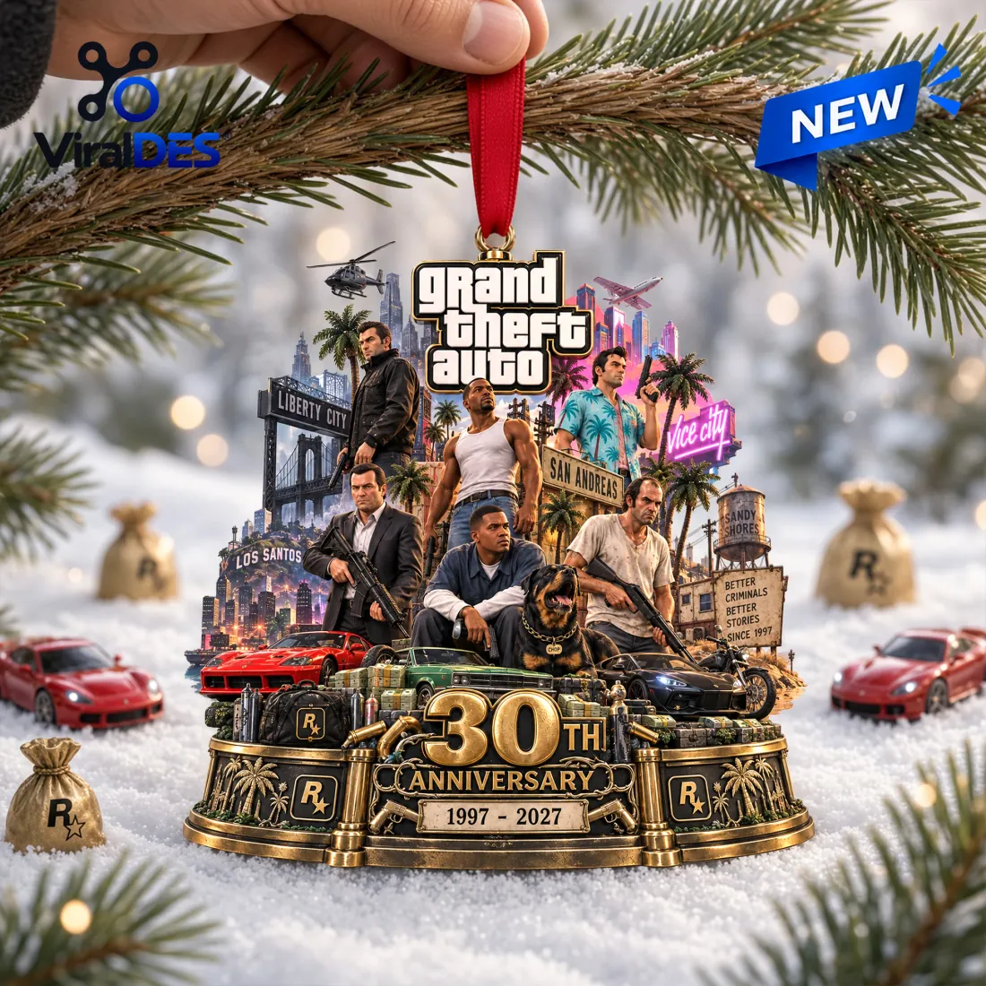 Grand Theft Auto 30th Anniversary Christmas Ornament Grand Theft Auto 30th Anniversary Christmas Ornament
