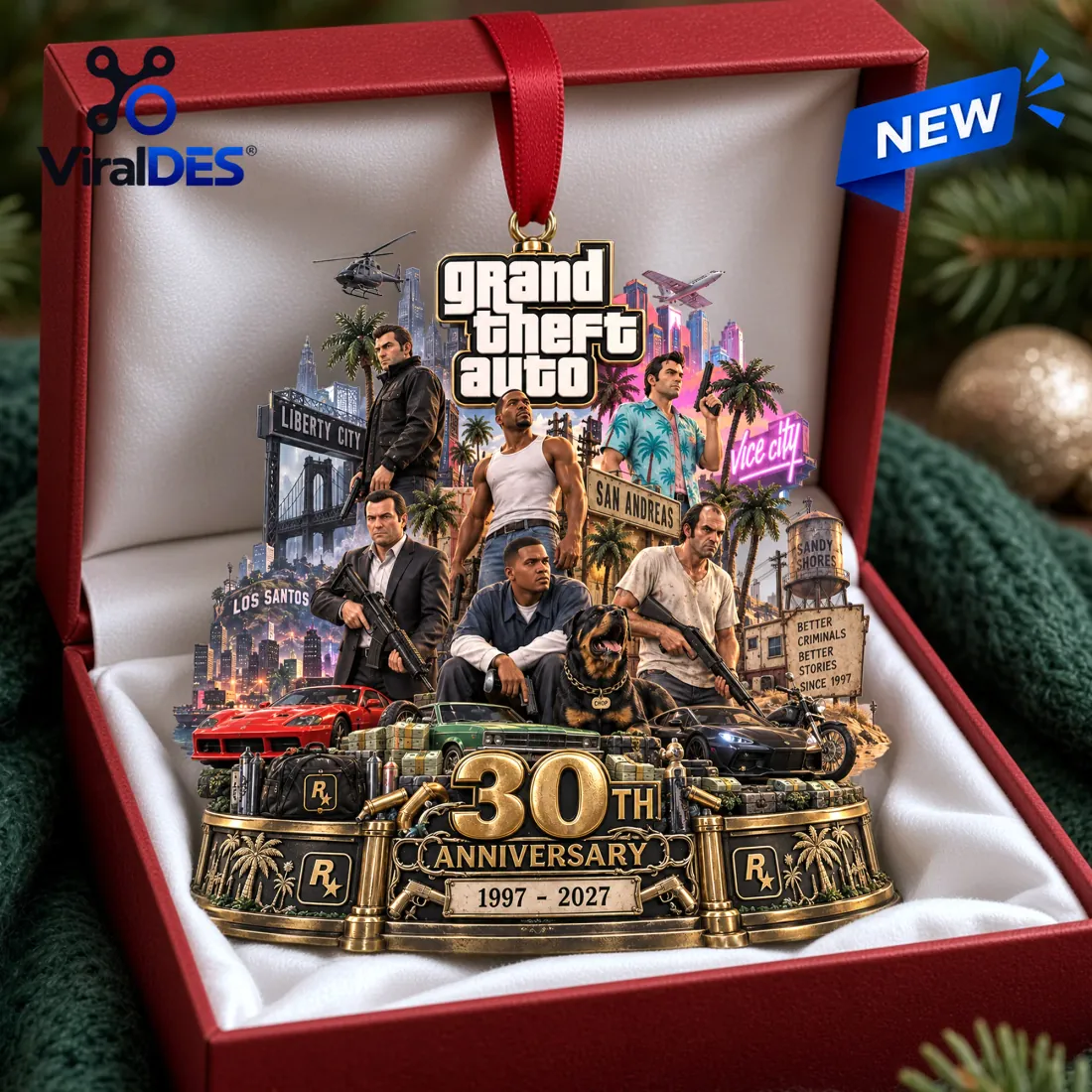 Grand Theft Auto 30th Anniversary Christmas Ornament Grand Theft Auto 30th Anniversary Christmas Ornament