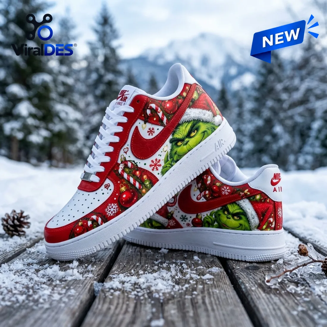 Grinch Christmas Red Nike Air Force 1 Sneakers Grinch Christmas Red Nike Air Force 1 Sneakers