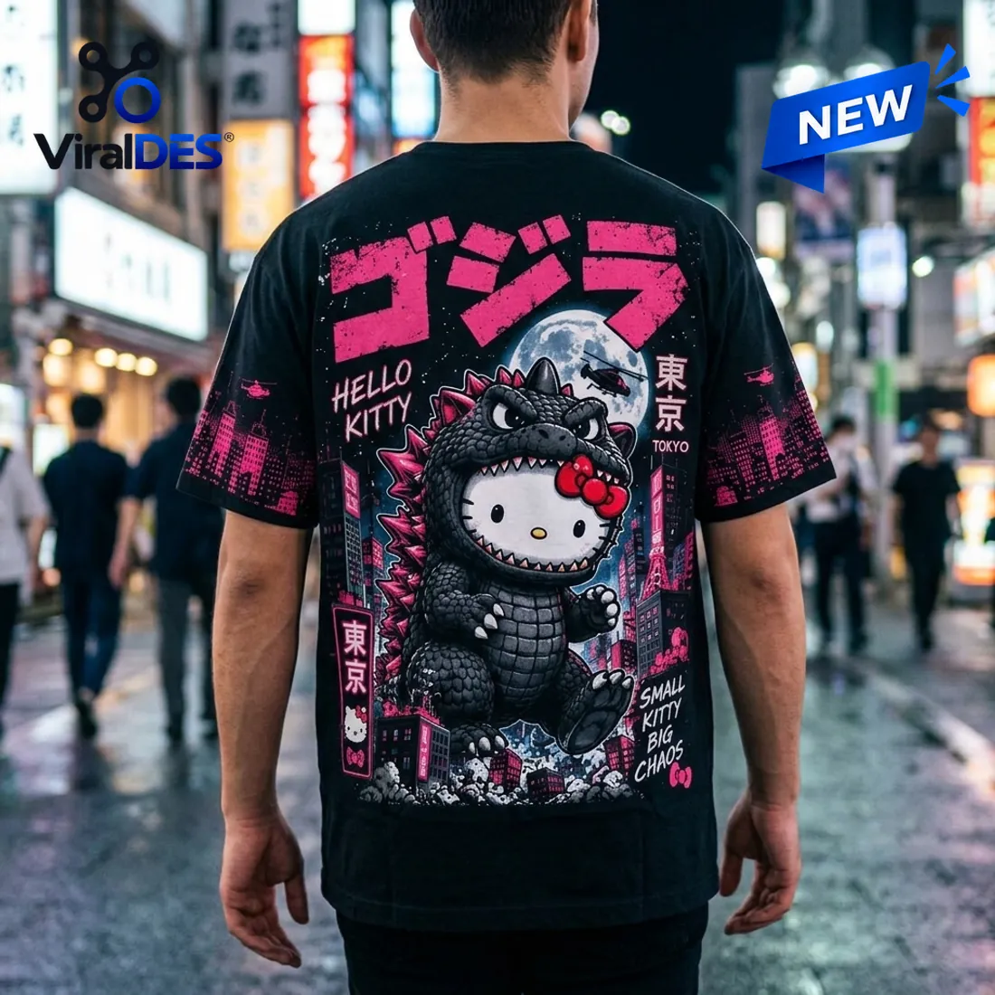 Hello Kitty x Godzilla Tokyo Black T-Shirt Hello Kitty x Godzilla Tokyo Black T-Shirt