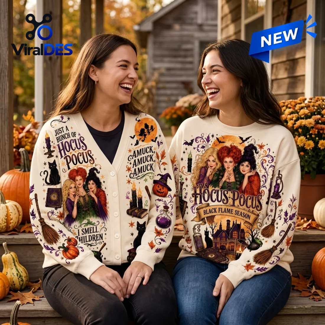 Hocus Pocus Sanderson Sisters Ugly Cardigan Hocus Pocus Sanderson Sisters Ugly Cardigan