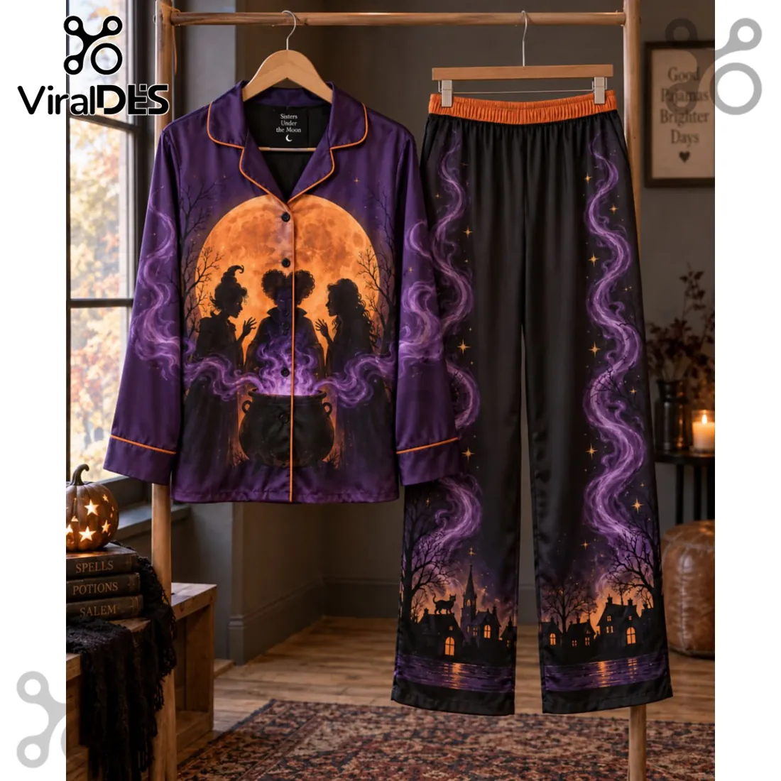 Hocus Pocus Witch Silhouette Halloween Pajama Set Hocus Pocus Witch Silhouette Halloween Pajama Set