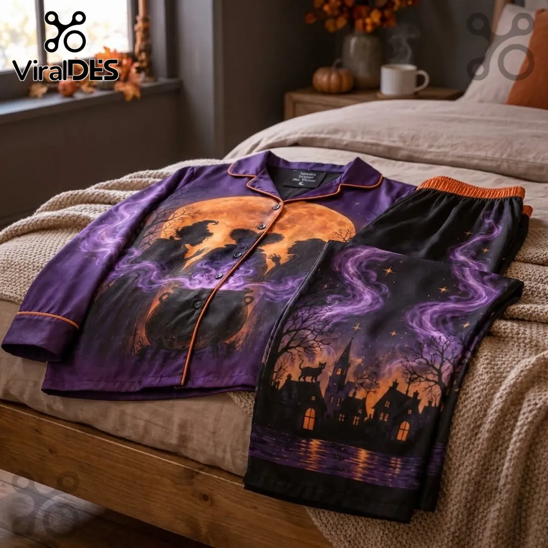 Hocus Pocus Witch Silhouette Halloween Pajama Set Hocus Pocus Witch Silhouette Halloween Pajama Set