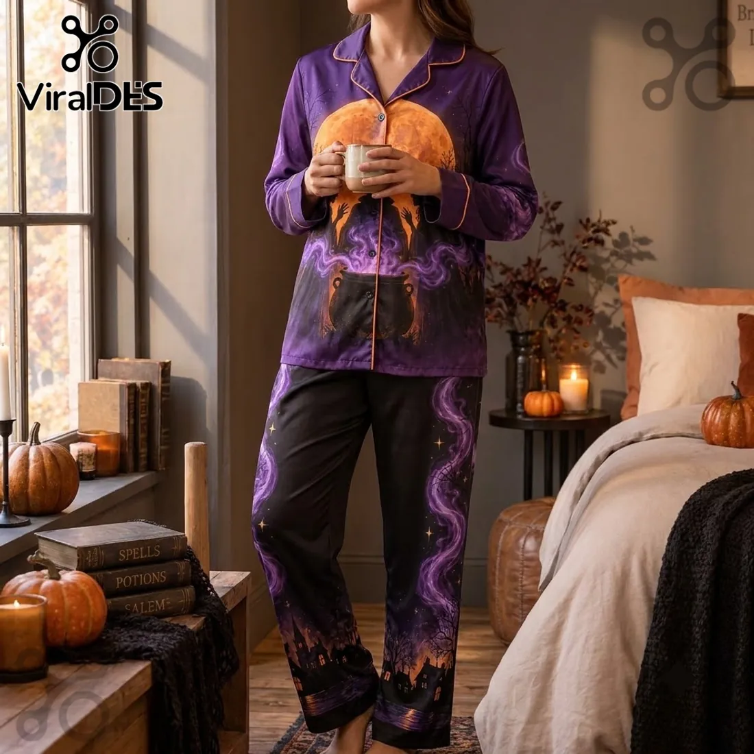 Hocus Pocus Witch Silhouette Halloween Pajama Set Hocus Pocus Witch Silhouette Halloween Pajama Set