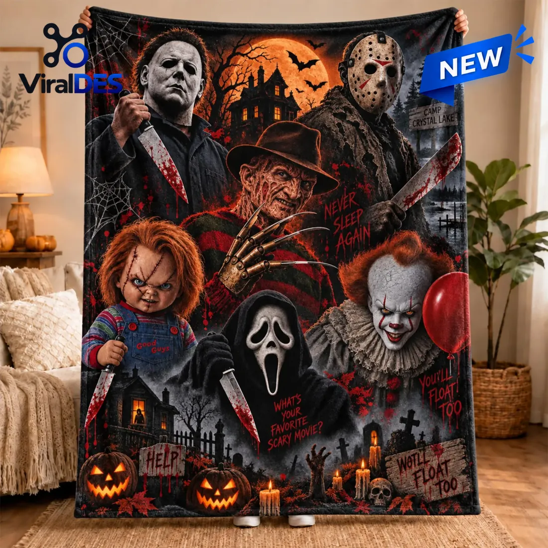 Horror Movie Icons Halloween Fleece Throw Blanket Horror Movie Icons Halloween Fleece Throw Blanket
