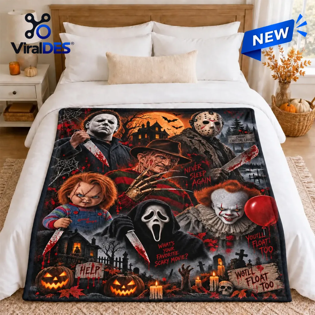 Horror Movie Icons Halloween Fleece Throw Blanket Horror Movie Icons Halloween Fleece Throw Blanket