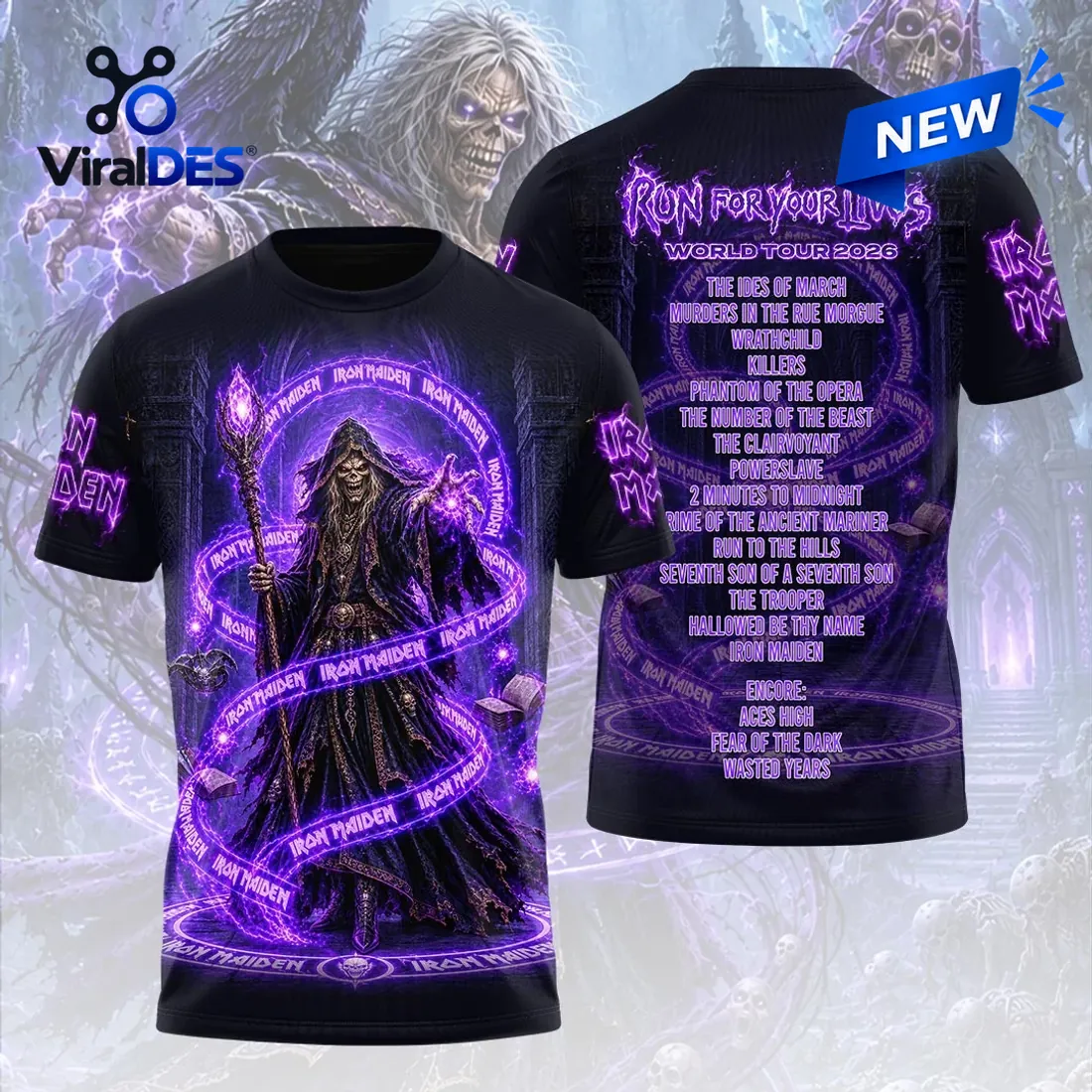 Iron Maiden 2026 World Tour Purple Mascot Shirt Iron Maiden 2026 World Tour Purple Mascot Shirt