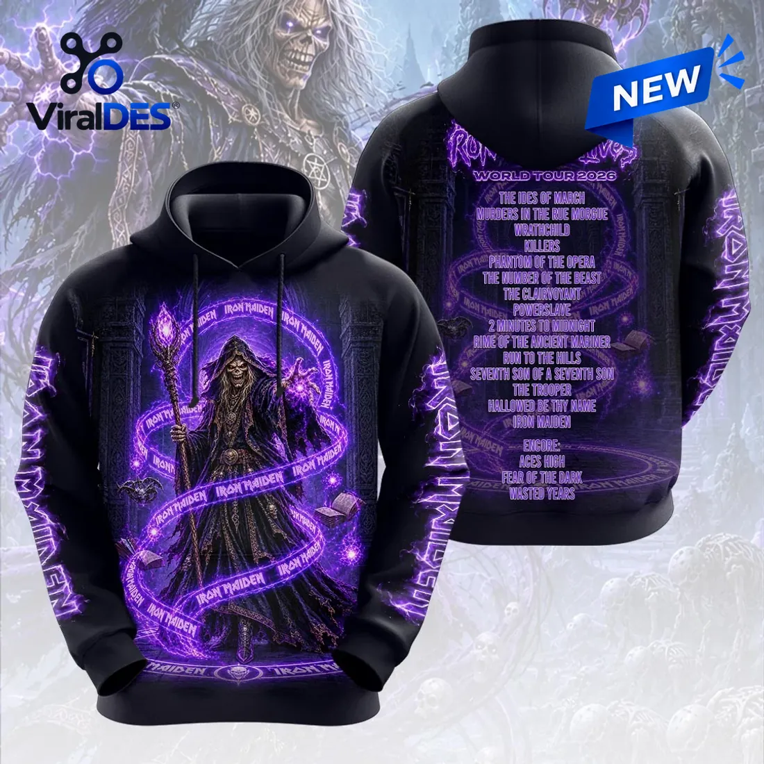 Iron Maiden 2026 World Tour Purple Mascot Shirt Iron Maiden 2026 World Tour Purple Mascot Shirt