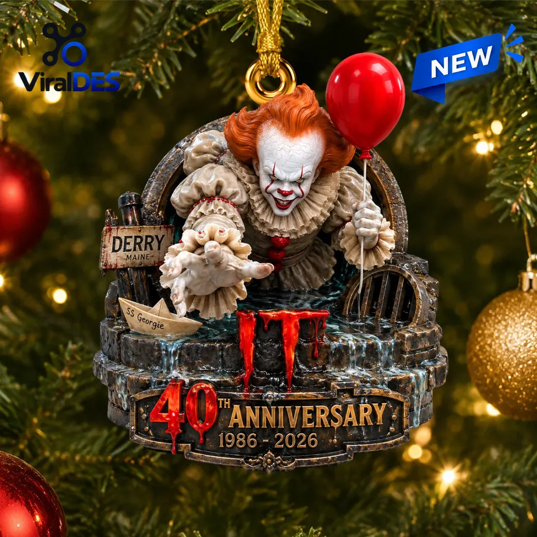 IT 40th Anniversary Pennywise Christmas Ornament IT 40th Anniversary Pennywise Christmas Ornament