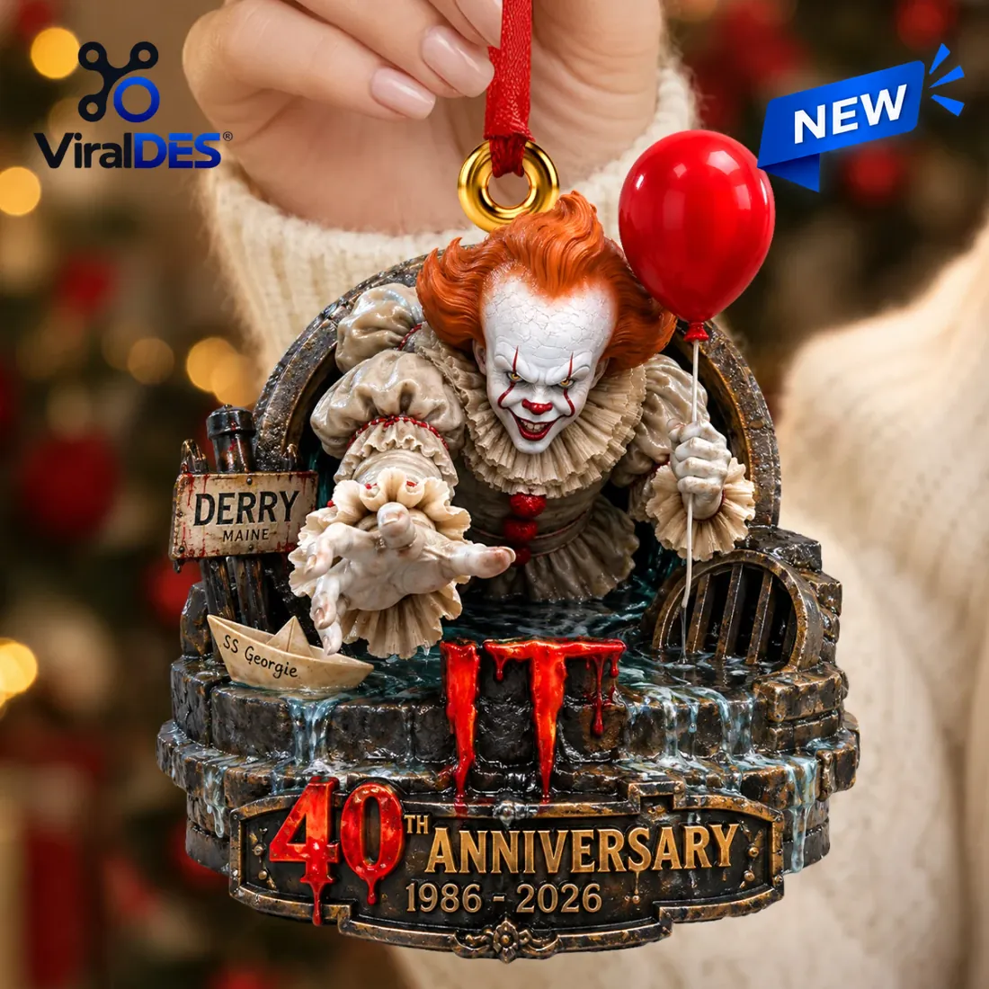 IT 40th Anniversary Pennywise Christmas Ornament IT 40th Anniversary Pennywise Christmas Ornament
