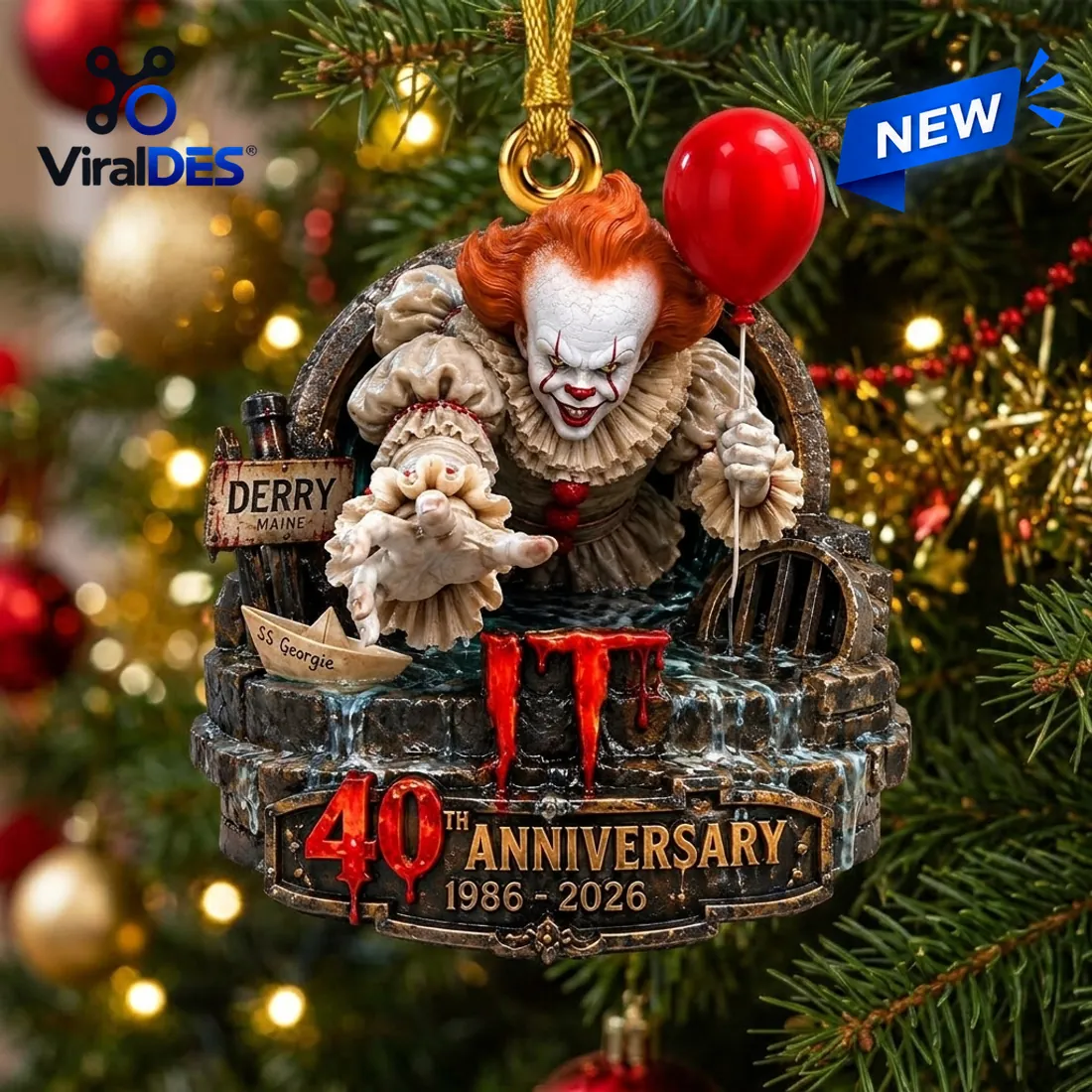 IT 40th Anniversary Pennywise Christmas Ornament IT 40th Anniversary Pennywise Christmas Ornament