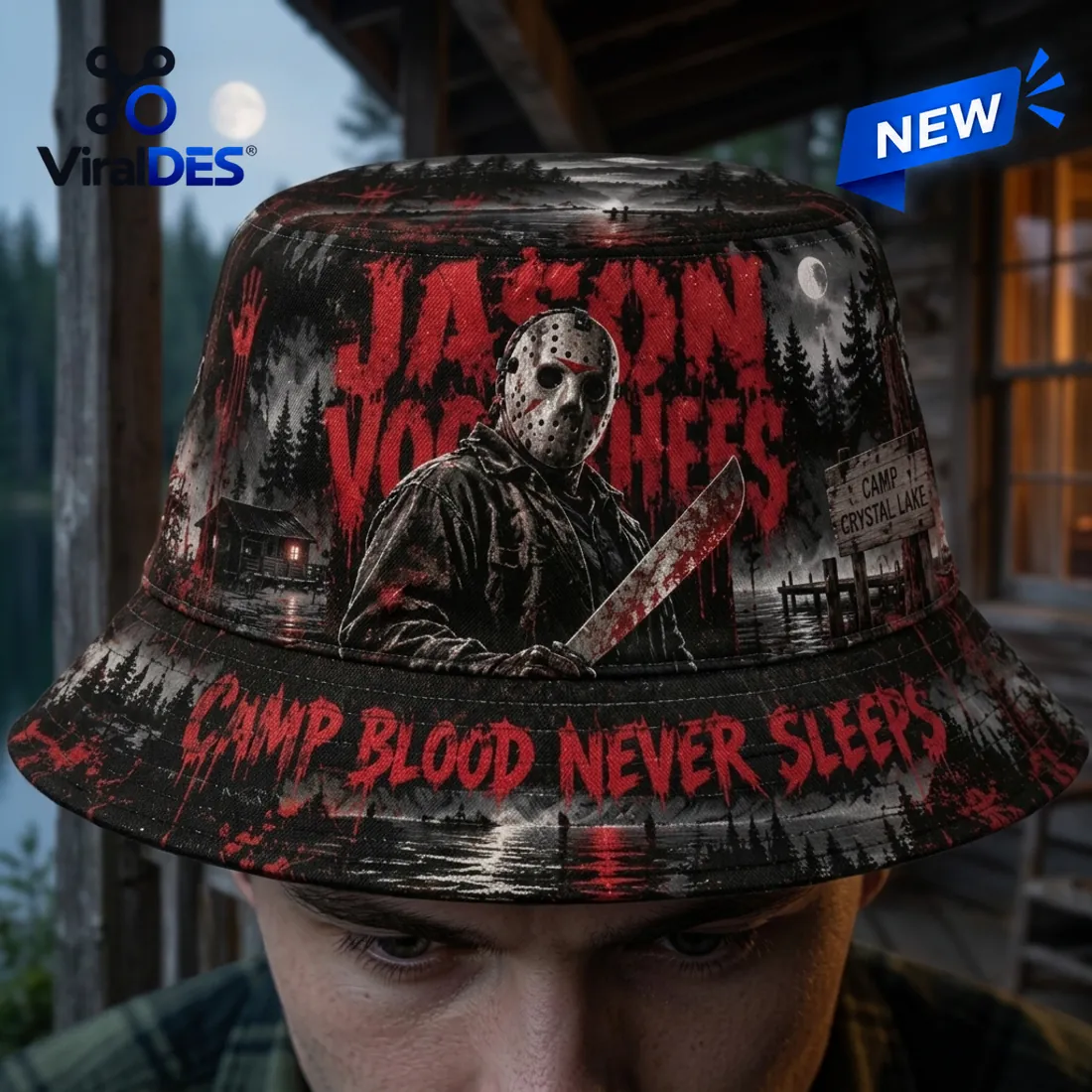 Jason Voorhees Camp Crystal Lake Bucket Hat Jason Voorhees Camp Crystal Lake Bucket Hat