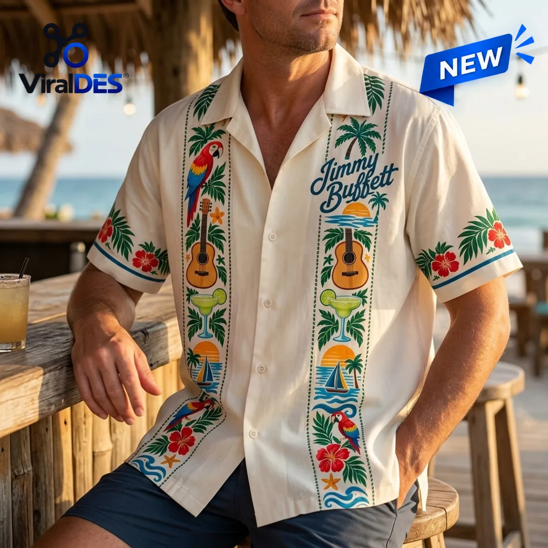 Jimmy Buffett Parrothead Guayabera Hawaiian Shirt Jimmy Buffett Parrothead Guayabera Hawaiian Shirt