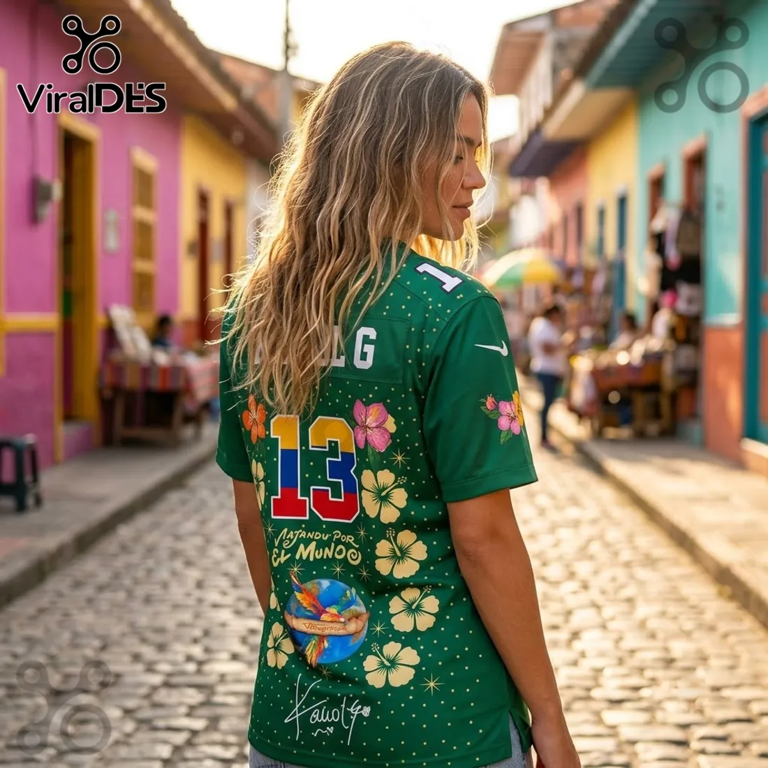 Karol G Tropitour Colombia Floral Football Jersey Karol G Tropitour Colombia Floral Football Jersey
