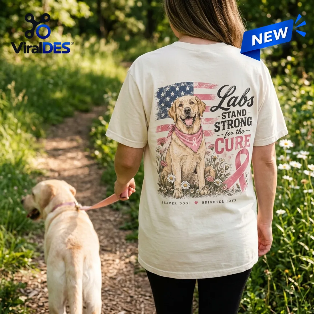 Labrador Stand Strong Breast Cancer Ribbon T-Shirt Labrador Stand Strong Breast Cancer Ribbon T-Shirt