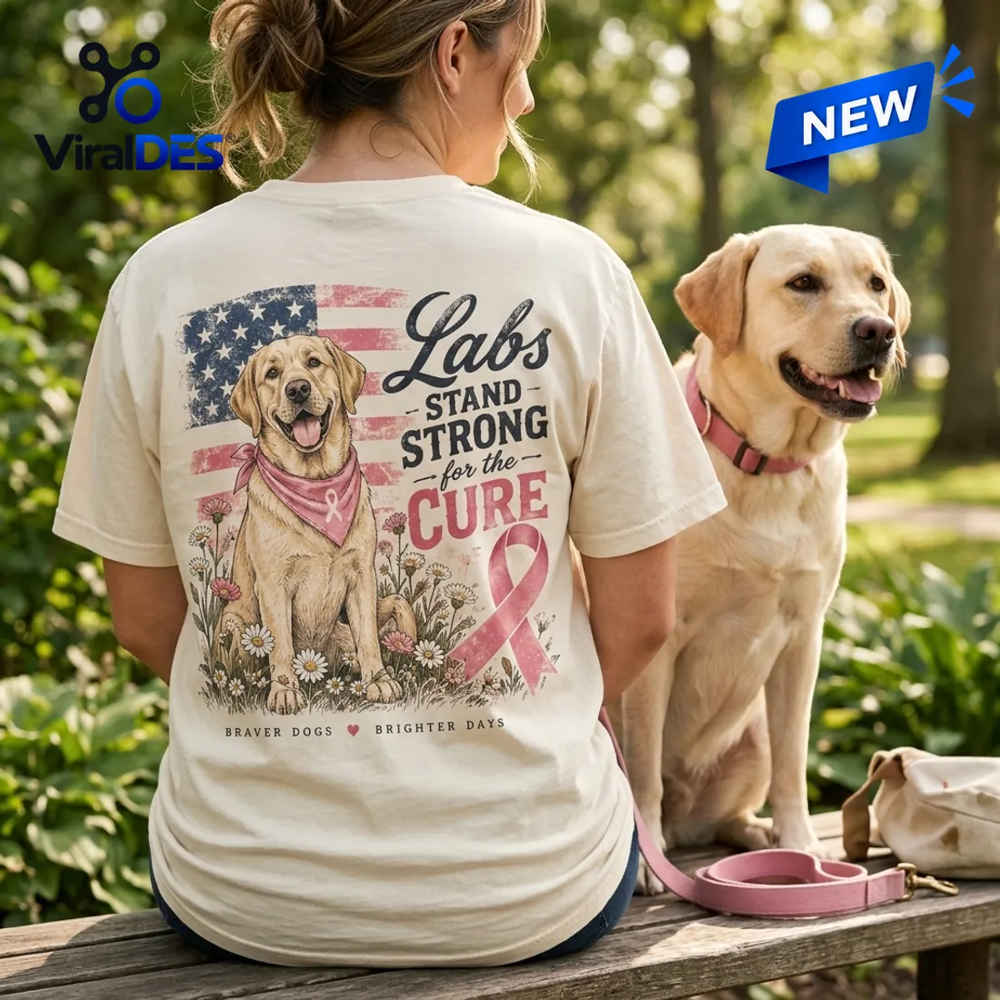 Labrador Stand Strong Breast Cancer Ribbon T-Shirt Labrador Stand Strong Breast Cancer Ribbon T-Shirt