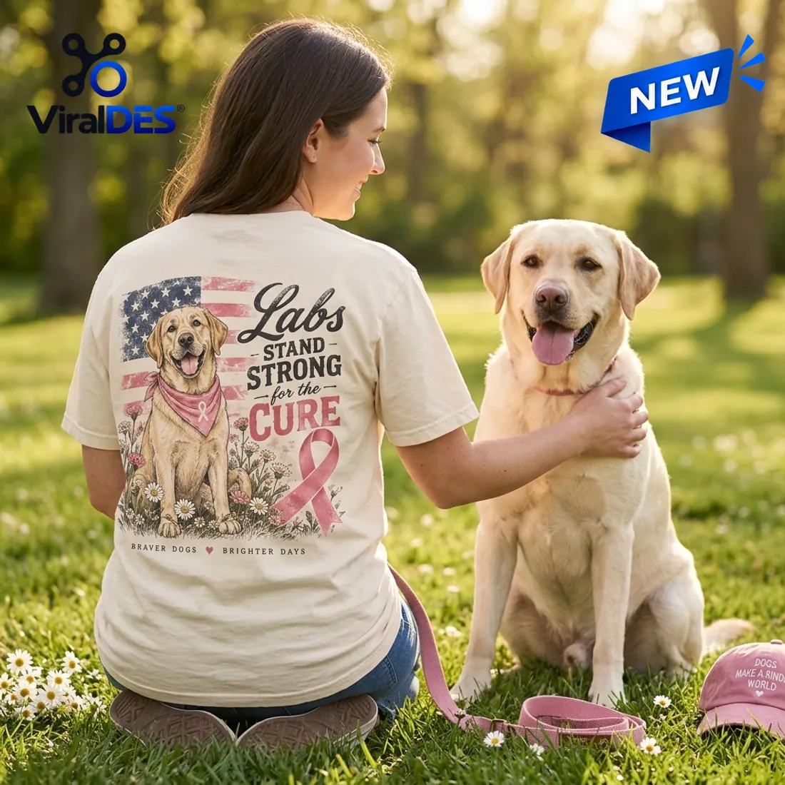 Labrador Stand Strong Breast Cancer Ribbon T-Shirt Labrador Stand Strong Breast Cancer Ribbon T-Shirt