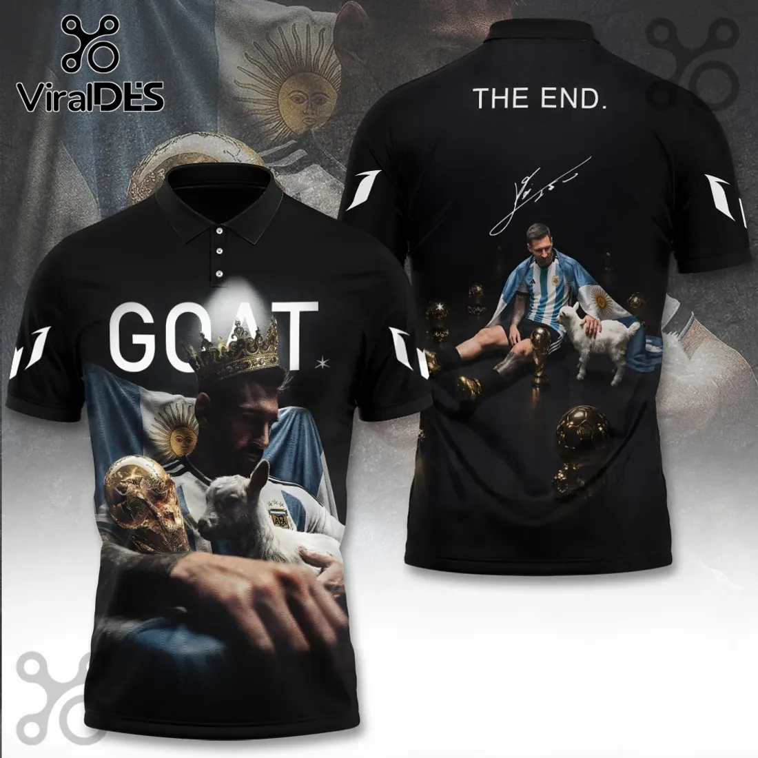 Lionel Messi Argentina World Cup Champion Goat Polo Shirt Lionel Messi Argentina World Cup Champion Goat Polo Shirt