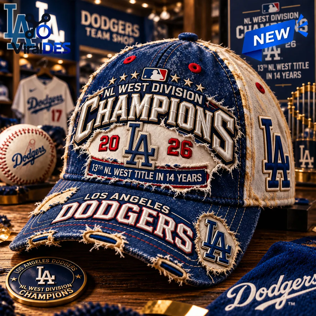 Los Angeles Dodgers 2026 NL West Champions Distressed Cap Los Angeles Dodgers 2026 NL West Champions Distressed Cap