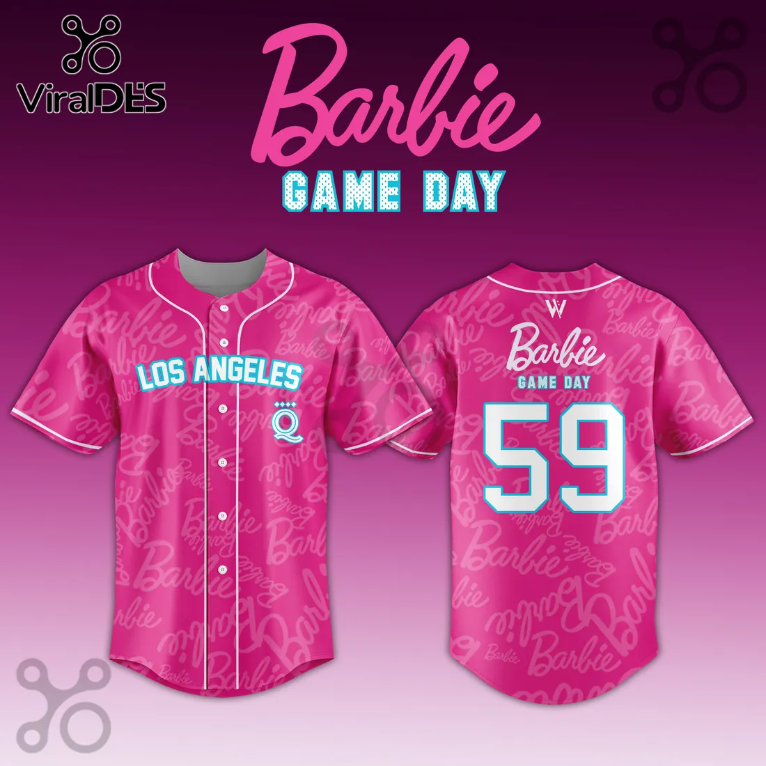 Los Angeles Queens x Barbie Game Day Baseball Jersey Los Angeles Queens x Barbie Game Day Baseball Jersey