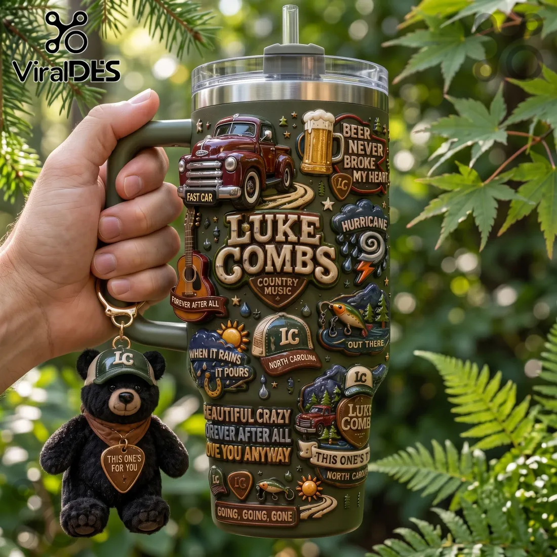 Luke Combs Embossed Green 40oz Tumbler Luke Combs Embossed Green 40oz Tumbler