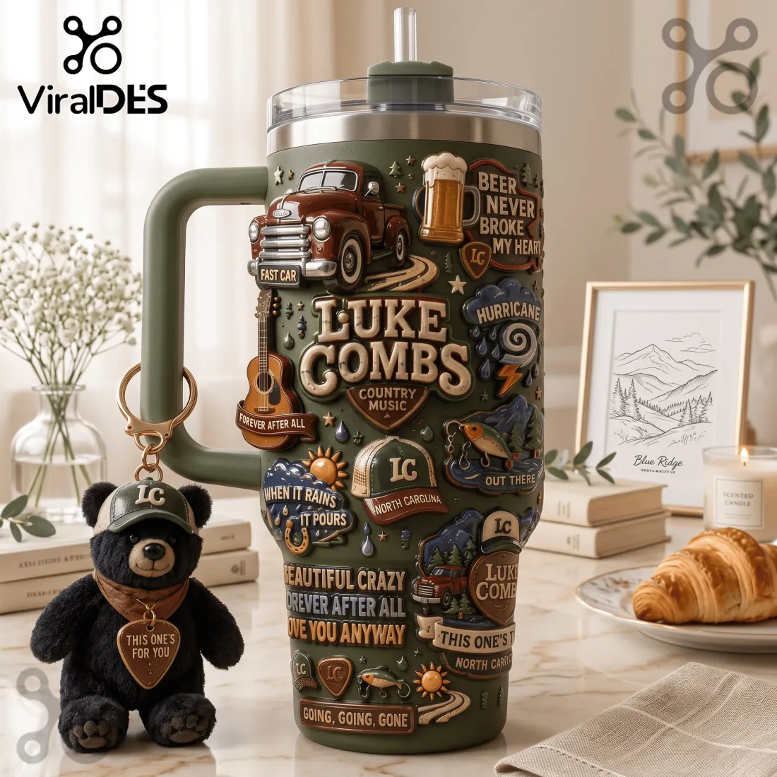 Luke Combs Embossed Green 40oz Tumbler Luke Combs Embossed Green 40oz Tumbler