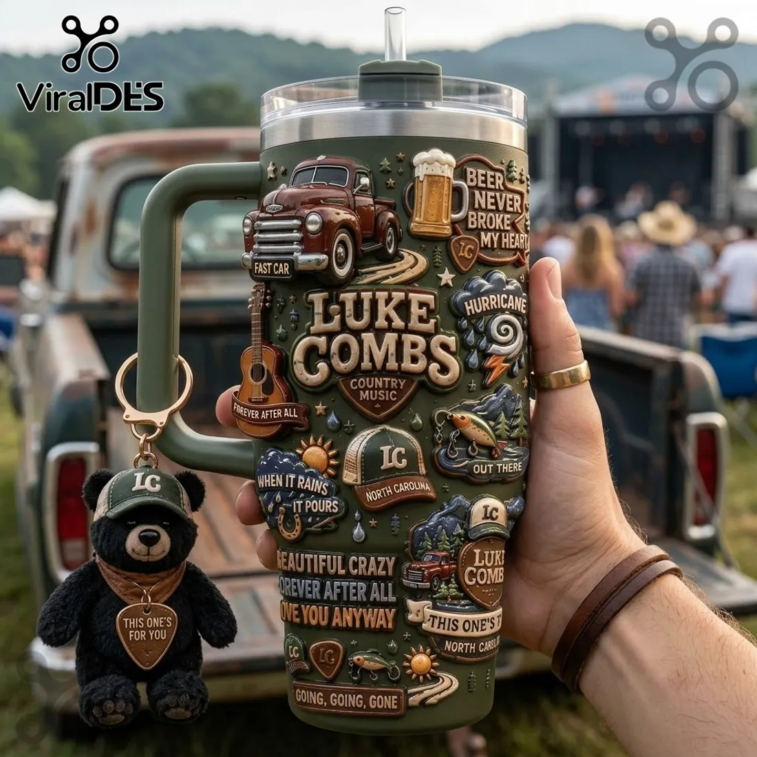 Luke Combs Embossed Green 40oz Tumbler Luke Combs Embossed Green 40oz Tumbler
