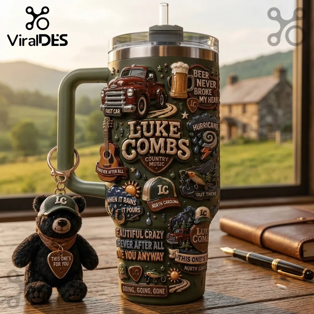 Luke Combs Embossed Green 40oz Tumbler Luke Combs Embossed Green 40oz Tumbler