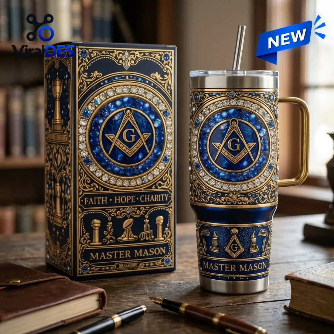 Master Mason Blue Gold Stanley Tumbler Master Mason Blue Gold Stanley Tumbler