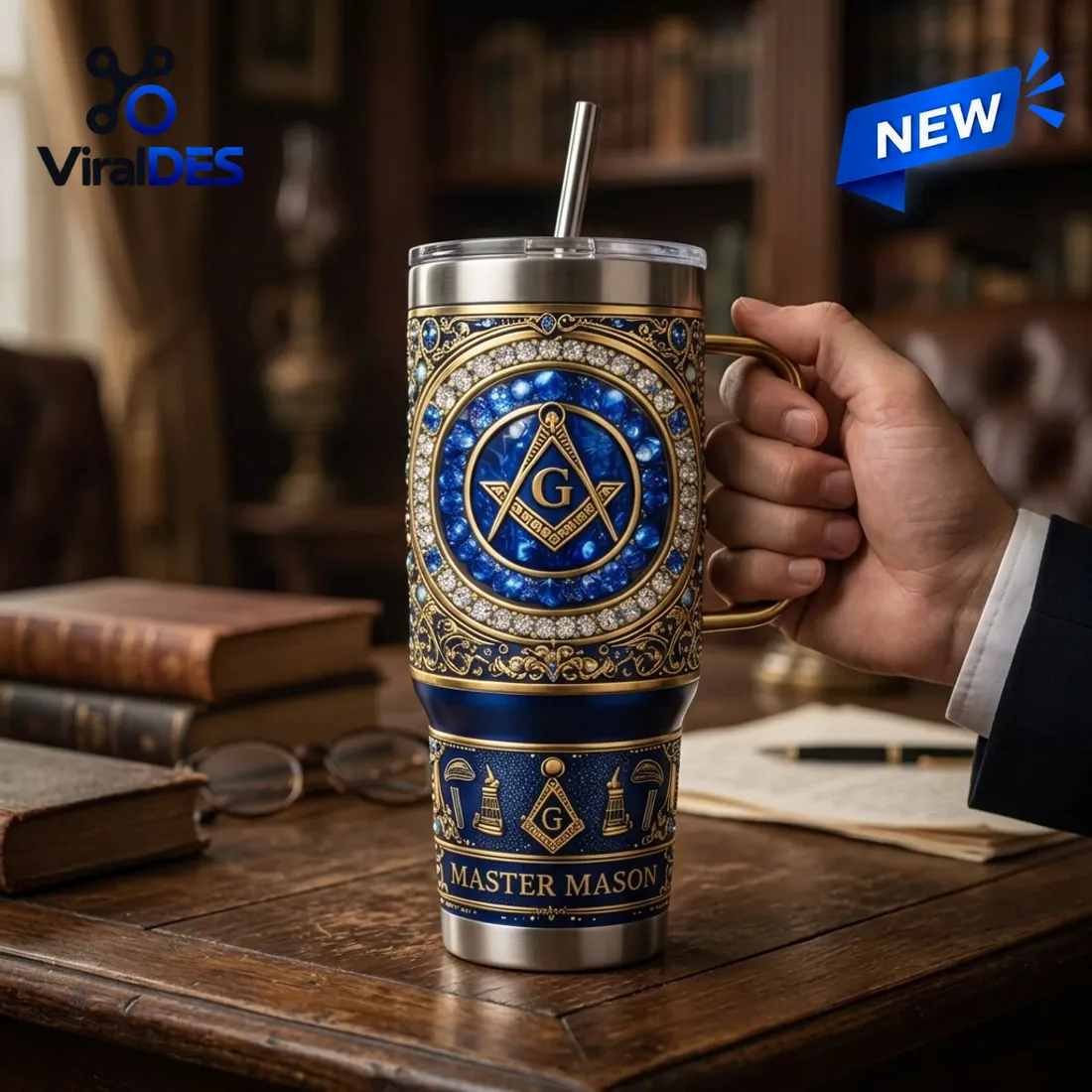 Master Mason Blue Gold Stanley Tumbler Master Mason Blue Gold Stanley Tumbler