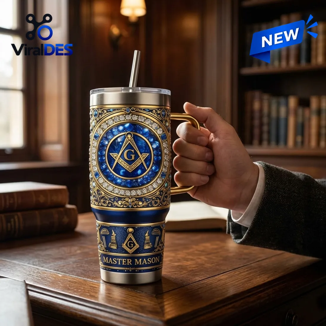 Master Mason Blue Gold Stanley Tumbler Master Mason Blue Gold Stanley Tumbler