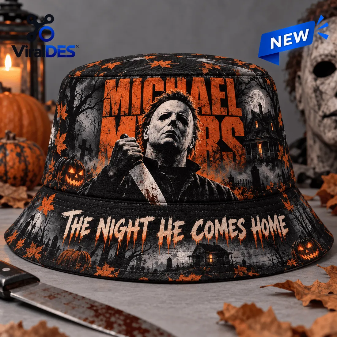 Michael Myers The Night He Comes Home Halloween Bucket Hat Michael Myers The Night He Comes Home Halloween Bucket Hat