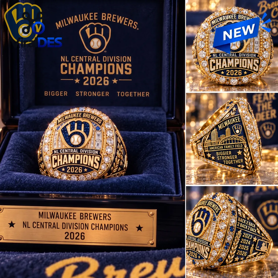 Milwaukee Brewers 2026 NL Central Division Champions Ring Milwaukee Brewers 2026 NL Central Division Champions Ring